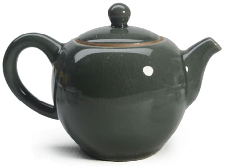 Théière en porcelaine, 255 g, petite théière traditionnelle chinoise glacée glacée vernie (vert)