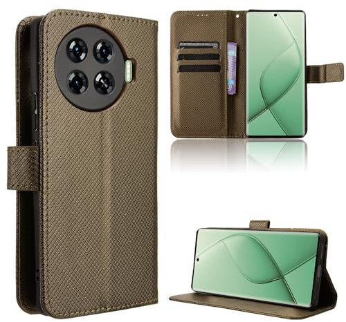 TIANYUE Wallet Case for Tecno Spark 20 Pro+, diamond pattern Wallet PU Leather Phone, with Card Holder Kickstand Magnetic Closure Cover for Tecno Spark 20 Pro+-Brown