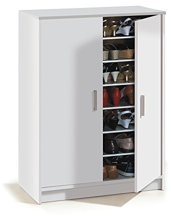 HOGAR24 ES - Zapatero o Armario de 2 Puertas, Armario Auxiliar, Color Blanco. Medidas: 75 cm (Ancho) x 101 cm (Alto) x 36 cm (Fondo)