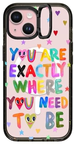 CASETiFY Impact Ring Stand Schutzhülle für iPhone 15 [3X Falltest in Militärqualität, 2 m Fallschutz/kompatibel mit Magsafe] – Sie sind genau – klares Schwarz