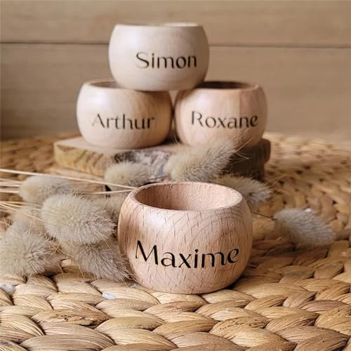Individueller Serviettenring für Hochzeit, personalisierter Serviettenring aus Holz, Hochzeits-Tischdekoration, personalisierte Serviettenringe (50 Stück)