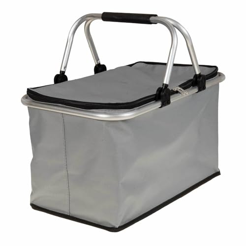 SIDCO Einkaufskorb grau Kühltasche Thermo Picknick Kühlbox isoliert faltbar 25L