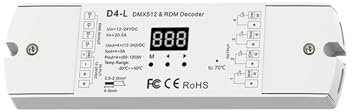 Decodificatore DMX512 e RDM a tensione costante 4CH 5A/CH dimmerabile/controller CCT/RGB/RGBW Controller dimmerabile a 4 canali Uscita 12-24V PWM(Color:DMX Decoder D4-L)