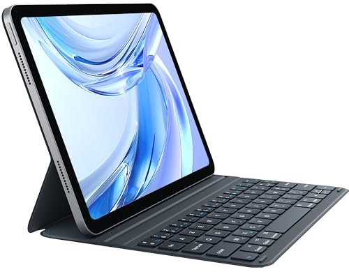 CHESONA Clavier iPad Air 11 Pouces M3 2025/M2 2024, Compatible avec Clavier iPad Pro 11/Air 5/Air 4, Ultra-Léger, Portable, Etui Clavier Magnétique avec Angle Réglable, Français AZERTY, Gris
