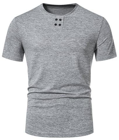 Ying Freizeithemden Für Herren Freizeithemden Kurzarm Für Herren Wanderhemd Kurzarm Herren Funktionshemd Kurzarm Herren Leinenhemd Kurzarm Herren I-Light Grey2 XXL