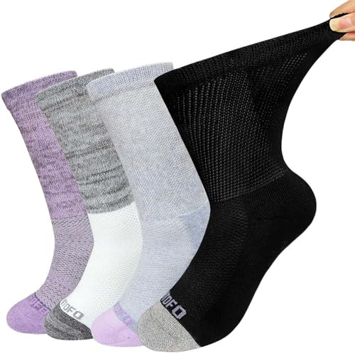 LOFIR Calcetines Diabéticos para Hombre en Algodón - sin Costuras con Cinturilla Extra Ancha sin Elástico sin Goma, Suela Acolchada Negro Blanco Gris 4 Pares Tamaño 39-46