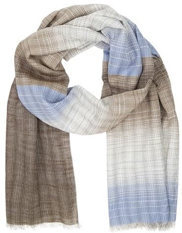 LINDENMANN Herren-Schal leicht 100% BIO Baumwolle blau-braun