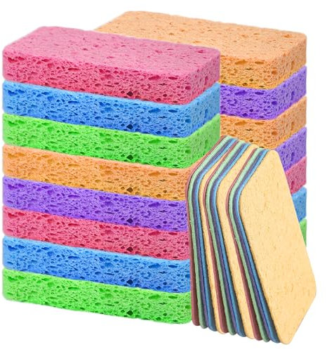 15 Pcs Pop-Up Washing Up Sponges Compostable Expanding Scratch-Free Absorbs Oil Water Quickly Removes Dirt Natural Cellulose Cleaning Dish Sponges for Kitchen Bathroom Dish Household Crafts