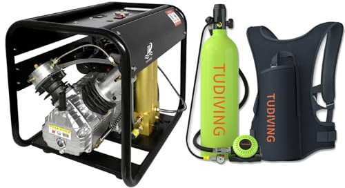 TUDIVING S700 Plus - Mini bouteille de plongée - 2 l - Avec réservoir d'oxygène de 30 à 45 minutes - Équipement de plongée portable - S700Plus-A2 - Vert