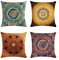 Kissenbezug 4er Set, Buntes Mandala 70x70cm Kissenbezüge Leinen Sofakissen mit Reissverschluss, Quadratisch Kissenhülle Wohnzimmer, Zierkissenbezüge für Sofa Zuhause Outdoor Garten Dekoration 599