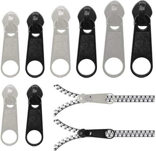 XPEX 6 Stück Reißverschluss Schieber Ersatz,Reißverschluss Reparaturset,Abnehmbare Reißverschluss Zipper Pull Fixer Reißverschluss Für Kleidung Tasche Gepäck Bettzug (Schwarz/Silber)