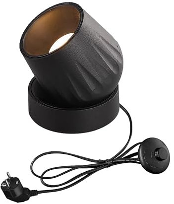 FSLiving 7W Spot Lampe LED 3000K/Warmweiß,Weiß Wandstrahler mit 1,8 m Schalterkabel, LED Pflanzenstrahler, Drehbar Licht Kopf für Pflanzen Gemälde Dartscheibe Schrank BD3025