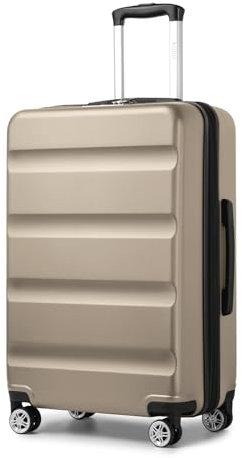 Kono Lightweight 24 Hard Shell Suitcase | Expandable Travel Luggage with TSA Lock & 4 Dual Spinner Wheels | Ideal for Business, Travel, School & Storage (Gold,65x43.5x25cm)