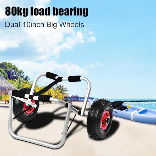 Kayak Cart, 10inch Aluminum Alloy + Rubber Kayak Canoe Wheel Dolly Canoe Cart Kayak Dolly with 80kg Load Bearing for Canoe and Kayak Lovers