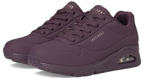 Skechers Damen UNO Stand On Air Sneaker, Burgundy Duraleather/Mesh, 39 EU