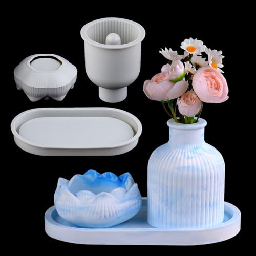 EPODA 3 Stücke Vase Silikonform DIY Vasen Epoxidharz Formen Handgefertigte Silikonform Vase Formen Herstellung Vasen Paletten Resin Gießformen