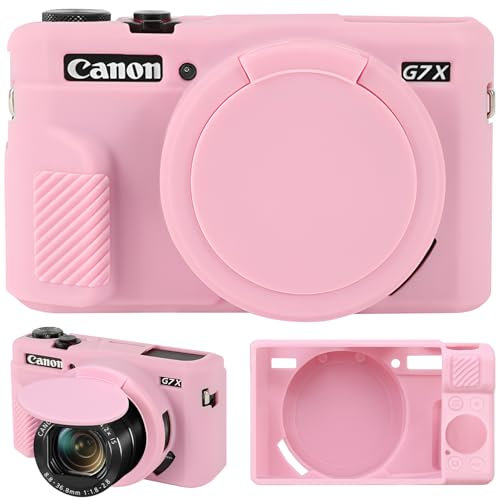 Supmay Camera Case for Canon Powershot G7 X Mark II Digital Camera, Soft Silicone Protective Bag Removable Lens Cover, Silicone Cover Rubber Soft Camera Case, Pink