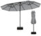 COSTWAY Parasol de Jardin Extérieur XXL avec Pied, Parasol Double 4,5 m, 12 Baleines en Métal, 2 Sacs de Sable, Manivelle, Grand Parasol pour 6 Personnes, pour Terrasse, Jardin, Piscine (Gris)