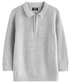 NEXT Jungen Standard Strick-Poloshirt mit Langen Ärmeln und RV-Kragen 62-122