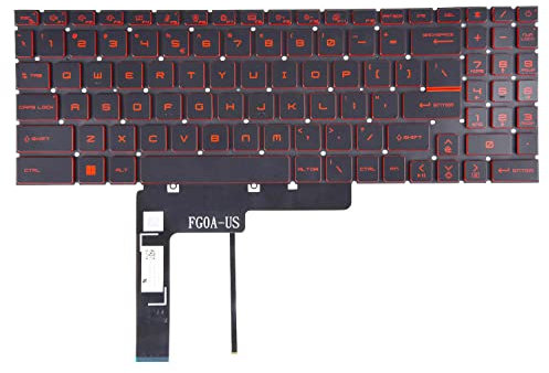 Replacement Backlit Keyboard for MSI Katana GF66 GF76 & Pulse GL66 GL76 MS-1581 MS-1582 MS-17L1 MS-17H3 Series Laptop with Red Letters US Layout