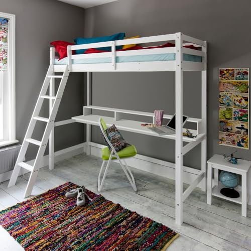 Noa and Nani Thomas High Sleeper Cabin Bed with Thea Desk in Classic White