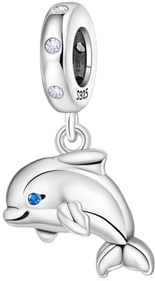 Kleiner Delphin Anhänger Charm, Charme für Armband, Kompatibel mit Pandora Armband Halskette