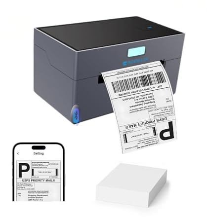 Yonigata Thermo-Etikettendrucker, 4 x 6 Bluetooth-Versanddrucker für kleine Unternehmen, kompatibel mit Windows, Mac, iOS, Android, für Amazon, Ebay, Shopify, UPS, USPS, FedEx