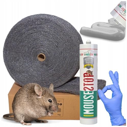 WOOLTEC 2X MouseStop 300ml Stahlwolle 2kg – Nagerstop gegen Mäuse | Doppelte Dichtmasse für größere Bereiche und mehrere Eintrittsstellen