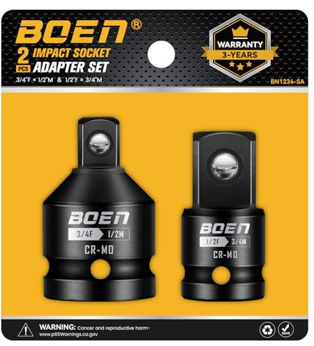 Mr.wintek 2-teiliges Adapter-Set für Schlagschrauber, 1/2 auf 3/4 Adapter & 3/4 auf 1/2 Reduzierstück, aus Chrom-Molybdän-Stahl, mit Vierkantantrieb und Sicherungsstift