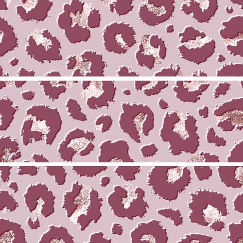 Décoration comestible pour gâteau avec motif léopard, Rose, 3 feuilles avec bords 30x10 cm