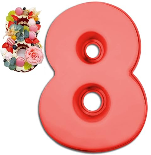 Teouuas Kuchenform Zahlen, Silikon Backform Zahlen Groß | Zahlens Backforms, Silikon Backform Zahl 8, Zahlenform zum Backen, für Kindergeburtstag, Hochzeit Jubiläum, Geburtstagstorte