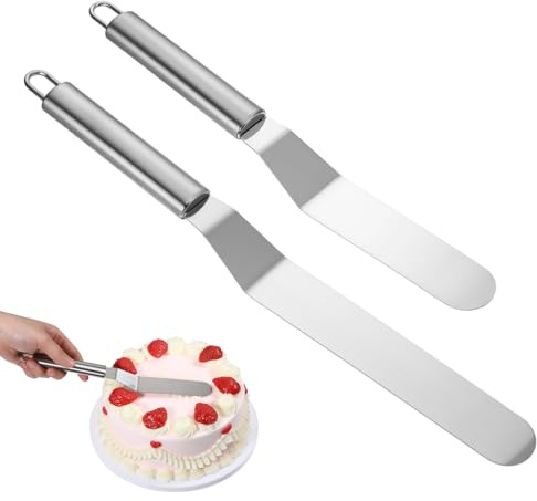 TIESOME 2 Stück Winkelpalette Torte, Edelstahl, zum Glätten, Backutensilien | Edelstahl, zum Glätten, Schneiden, Dekorieren von Torten, Backutensilien, 15 cm + 20 cm