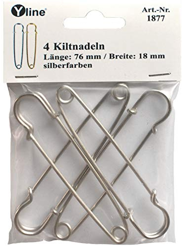 4 Kiltnadeln 76 mm, silberfarben, Maxi Sicherheitsnadeln groß, Kilt Nadel Nadeln, sl, 1877