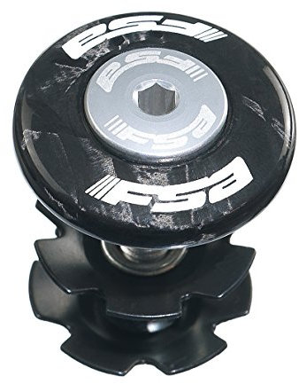 FSA Unisex-Adult Krallenmutterset Carbon 1 1/8 Mit Aluschraube Tappo s.sterzo Star Nut, schwarz