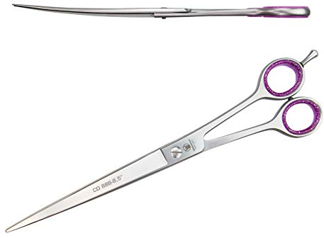 WELTMEISTER SOLINGEN extrem scharfe PROFI Hundeschere Fellschere Mähnenschere mit gebogenen Schneiden und einseitiger Mikroverzahnung, 8,5 Zoll (22cm) PREMIUM-QUALITÄT Made in Germany