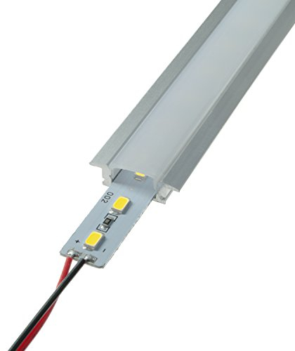 LED Aluschiene Set unterputz Alu Profil Schiene milchig Opel weißer Abdeckung ink. SMD Alustrip Lichtleiste Hart Strip Profil D milchig + Alu Strip Kaltweiß 1 Meter