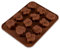BlueFox SweetPonya Silikonform mit Eulen, Eiswürfelform, Pralinenform, Schokoladenform, 19,5 x 15 x 1,5cm Süßigkeiten, Giessform, Kuchenverzierung, Vögel, Seife, Deko Kuchen, Farbe: Braun