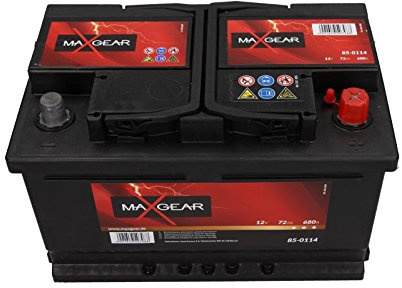 MAXGEAR 572 409 068 Starterbatterie 72Ah 12V 680A B13 DIN/ISO LB3 Kompatibel mit OPEL Corsa D Schrägheck S07, FORD Fiesta Mk6 Schrägheck JA8, JR8 FOCUS III Turnier, AUDI A3 Sportback 8PA