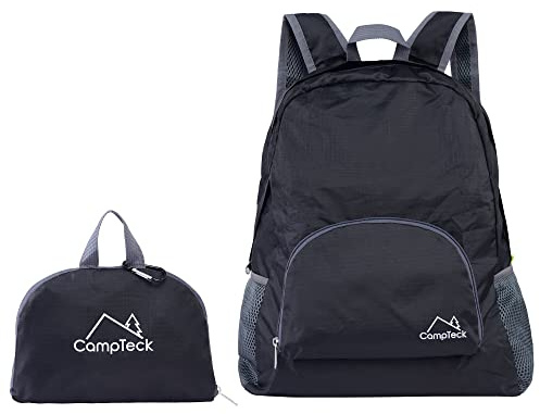 CampTeck U6699 Foldable Backpack Ultra-Light Portable Backpack for Travel, Camping, Hiking, Fitness and Other Outdoor Activities - Black - 16L (4.2 gal)