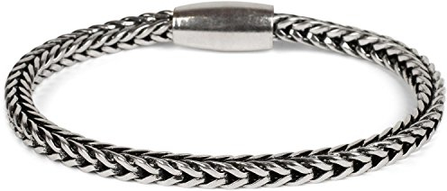 styleBREAKER Zopfketten Armband mit Magnetverschluss, Kette, Schmuck, Damen 05040132, Farbe:Silber/Schwarz