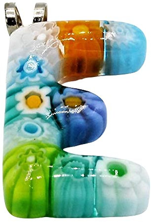 LE GEMME DI VENEZIA 1 letras iniciales con colgante murrina Millefiori de cristal murano, fabricado en Italia, Cristal de Murano,Cristal Murano