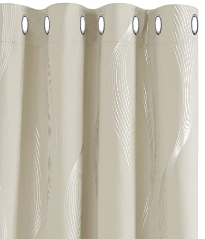 Deconovo Fenstervorhang mit Ösen dicke Thermovorhang Kälteschutz Thermogardine Hitzeschutz, Blickdichte Thermovorhänge, Ösenvorhang für Kinderzimmer, 240x140 cm(HöhexBreite), Creme, 2er Set