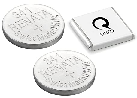 Bundle of 2 x Renata 341 Watch Battery 1.55v SR714SW + Quzo Belgian Chocolate - Official Renata Watch Batteries