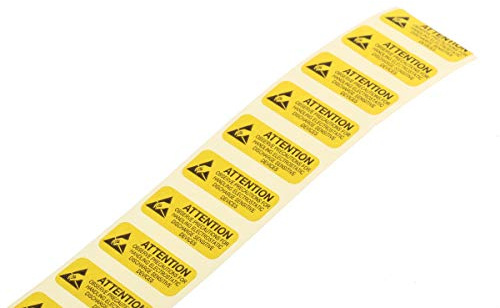 RS PRO 1000 ESD-Aufkleber, Englisch, Gelb, Achtung, H 25 mm B 10mm, Packung a 1000 Stück