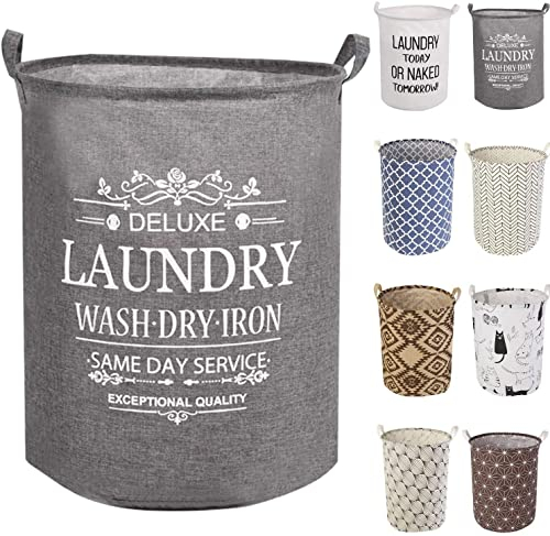 LessMo 17.7 Wäschekorb Lagerung Sorter, Pop-Up Wäschekorb Faltbar, wasserdichte Runde Baumwolle Leinen für Schlafzimmer Lagerung Baby Kleidung Spielzeug