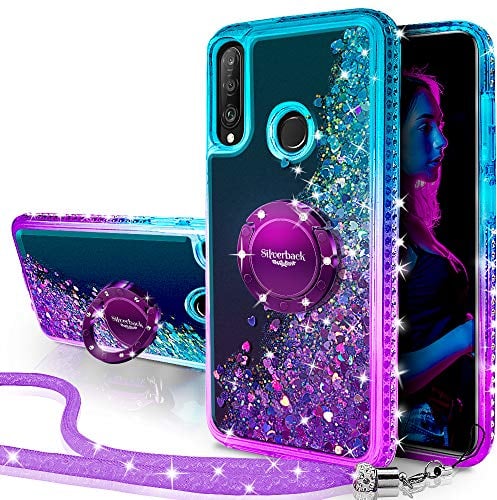 Miss Arts Cover per Huawei P30 Lite, Cover in Silicone con Paillette Glitterate di Lusso con Supporto, Cover in Gel Liquido Cover Protettiva per Huawei P30 Lite, Viola