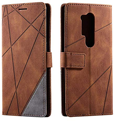 SONWO Hülle für OnePlus 8 Pro, Premium Leder PU Handyhülle Flip Case Wallet Silikon Bumper Schutzhülle Klapphülle für OnePlus 8 Pro, Braun