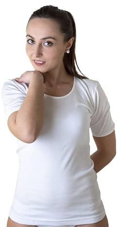 New Day intimo eccezionale Made in Italy- 3 Maglie Intime per Donna Manica Corta con Pizzo macramé o Bordo Raso in 100% Puro Cotone (Raso/Bianco, XL)