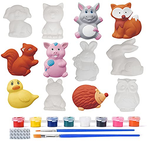 ZoneYan Bastelset Kinder Malset, Figuren Malset Kinder, Gips Spielzeug, Figuren Selber Bemalen, Malset Spielzeug DIY, Bemalen Basteln, 3D-Malerei Tierfiguren, Anmalen Gipsfigur (Tierserien)