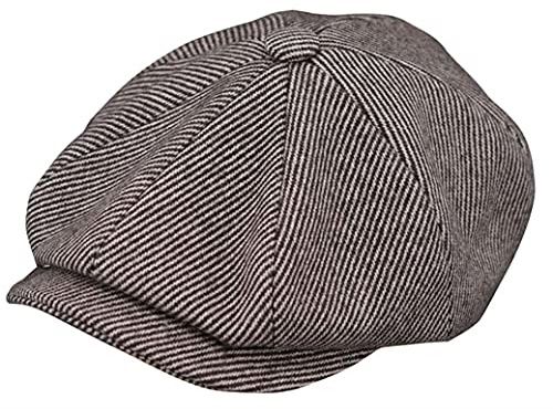 Heavyoff Herren Schiebermütze Schildmütze 8 Panel Flatcap Schirmmütze Wollmischung Mütze Kaffee Groß